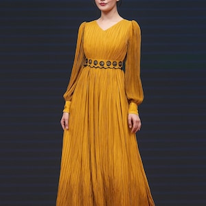 Ombre Pleated Maxi Dress – Olive Green, Teal Blue, Mustard Gold, Peach Magenta | XS-XXL | Flowy Elegant Gradient Gown for Women
